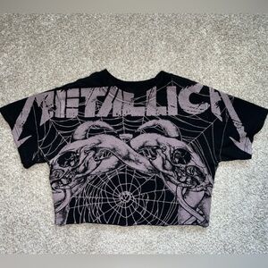 Hand Cropped Metallica Spiderweb Tee